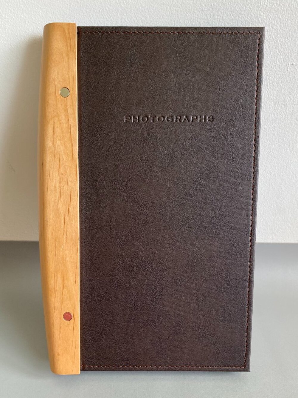 Umbra New Juniper Wood & Faux leather Acid Free Photo Album holds 156 4x6 photos